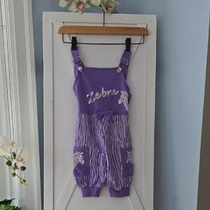 European Culture Purple Zebra-Print Overalls with Bow